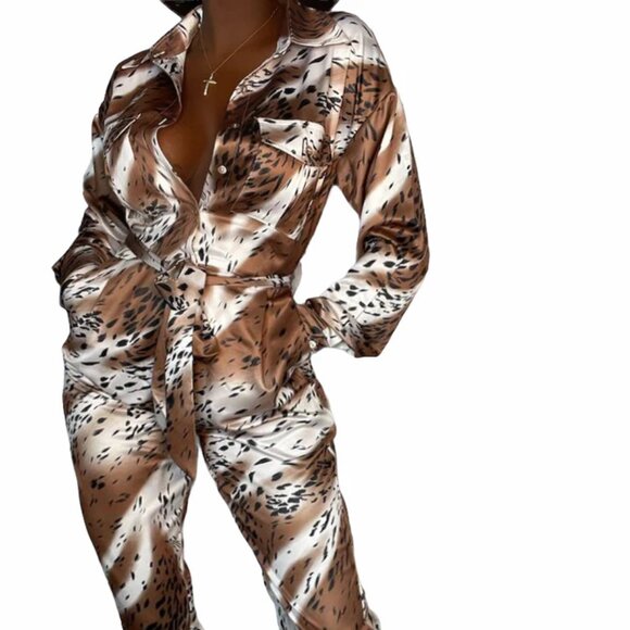 L’Atiste Abstract Cheetah Animal Print Jumpsuit, Size XL - Picture 6 of 11